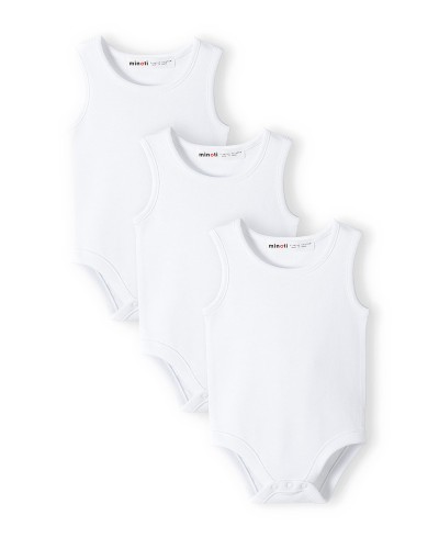 3 white sleevless bodysuits