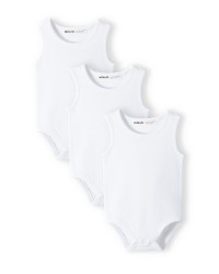 3 white sleevless bodysuits