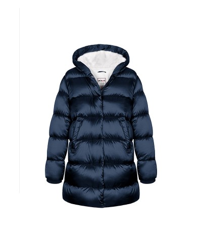 Long navy blue puffer coat