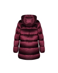 Long red puffer jacket