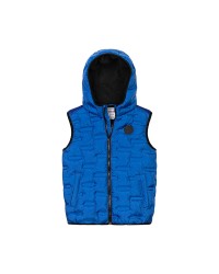 Gilet bleu à capuche