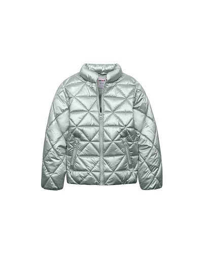 Shiny silver puffer jacket
 Size-8-9 years