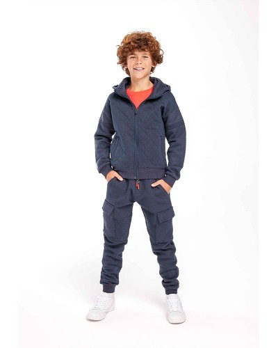 Navy Zip Through Hoodie
 Size-8-9 years