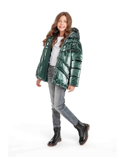 Manteau vert métallisé
 Taille-8-9 ans