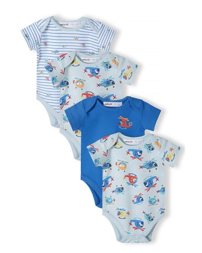 Pack of 4 helicopter bodysuits
 Size-6-9 months