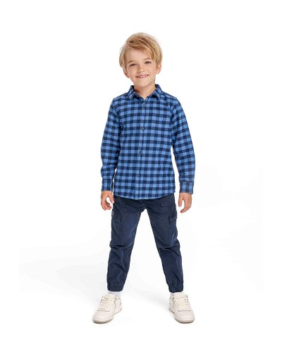 Chemise à carreaux bleus.
 Taille-12-18 mois