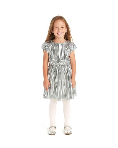 Silver pleated dress
 Size-8-9 years