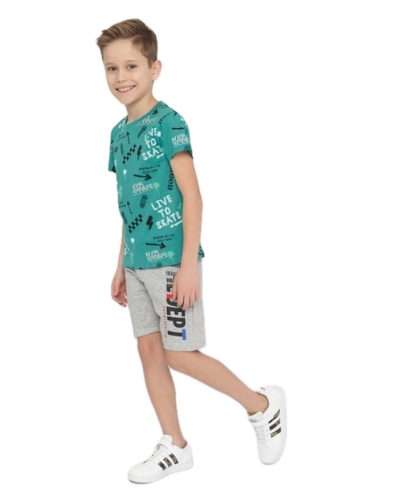 Green Printed T-Shirt
 Size-8-9 years