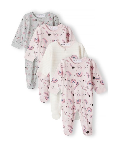 Pack of 4 Rainbow sleepsuits